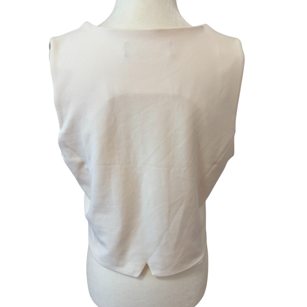 Suzy Shier Cream XL Square Neck Button Front Cropped Waistcoat Vest - Picture 5 of 7